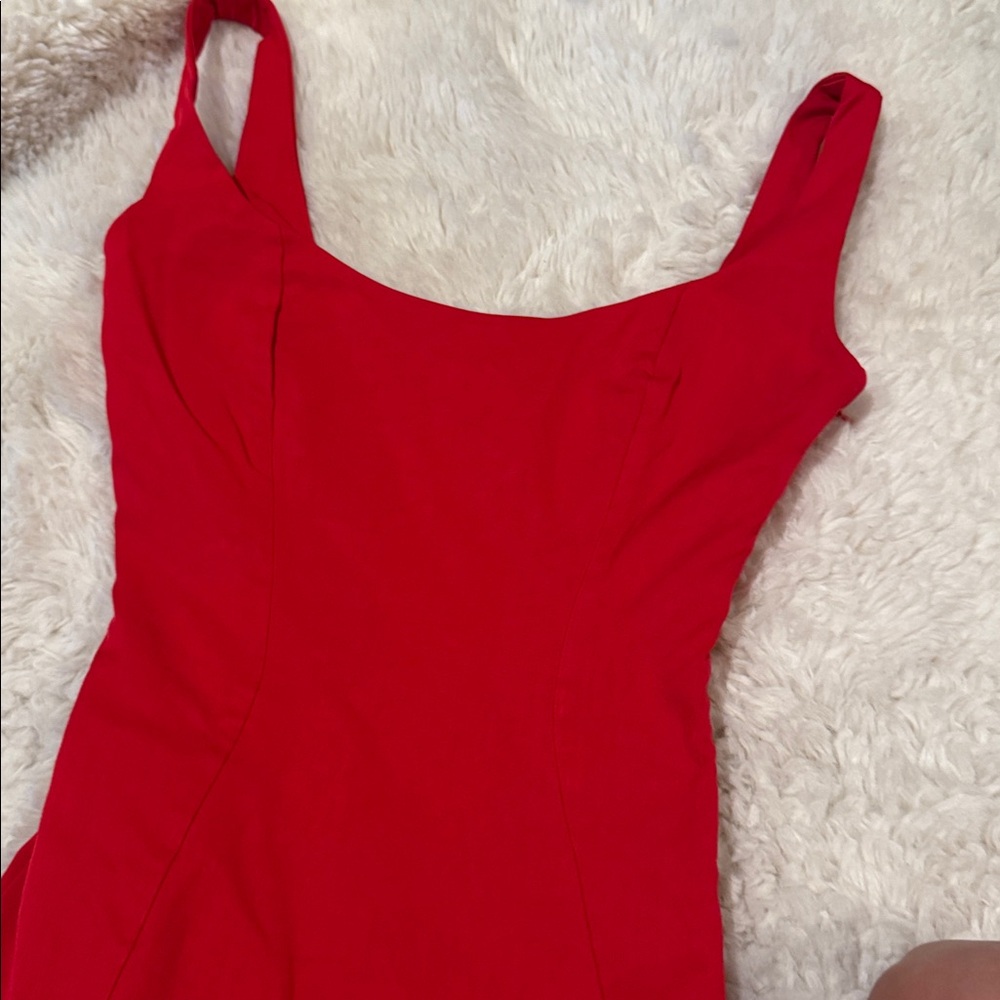 House of CB Red Scoop-Neck Midi Dress drop waist xs amore scarlet - Picture 12 of 15